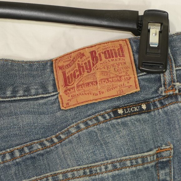 Lucky Brand 100% Cotton 34x32 Mens Blue Jeans 181 Relaxed Straight GUC - Picture 8 of 9